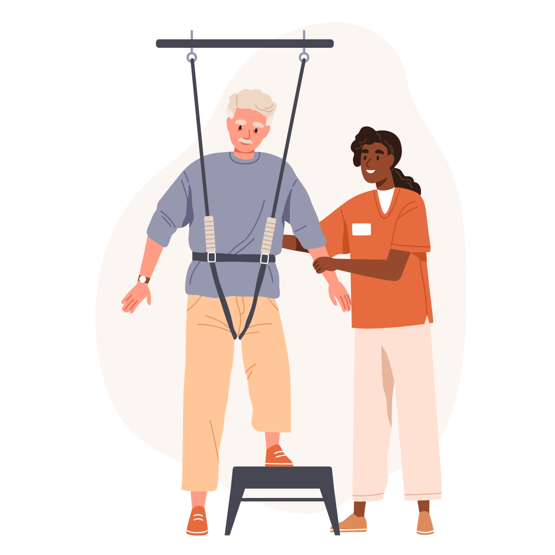 Grafik einer Behandlungssituation in der Physiotherapie